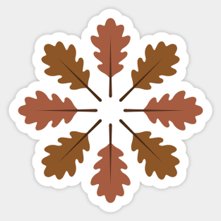 Radial Oak Leaves (Brown) Sticker